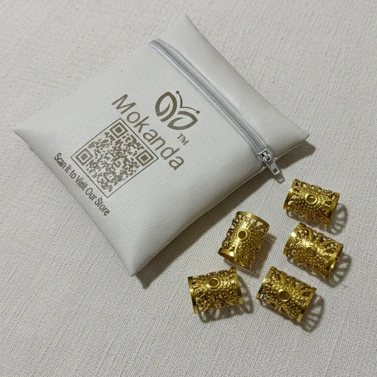 Vintage Hair Rings Set (Gold) – 5 Pieces