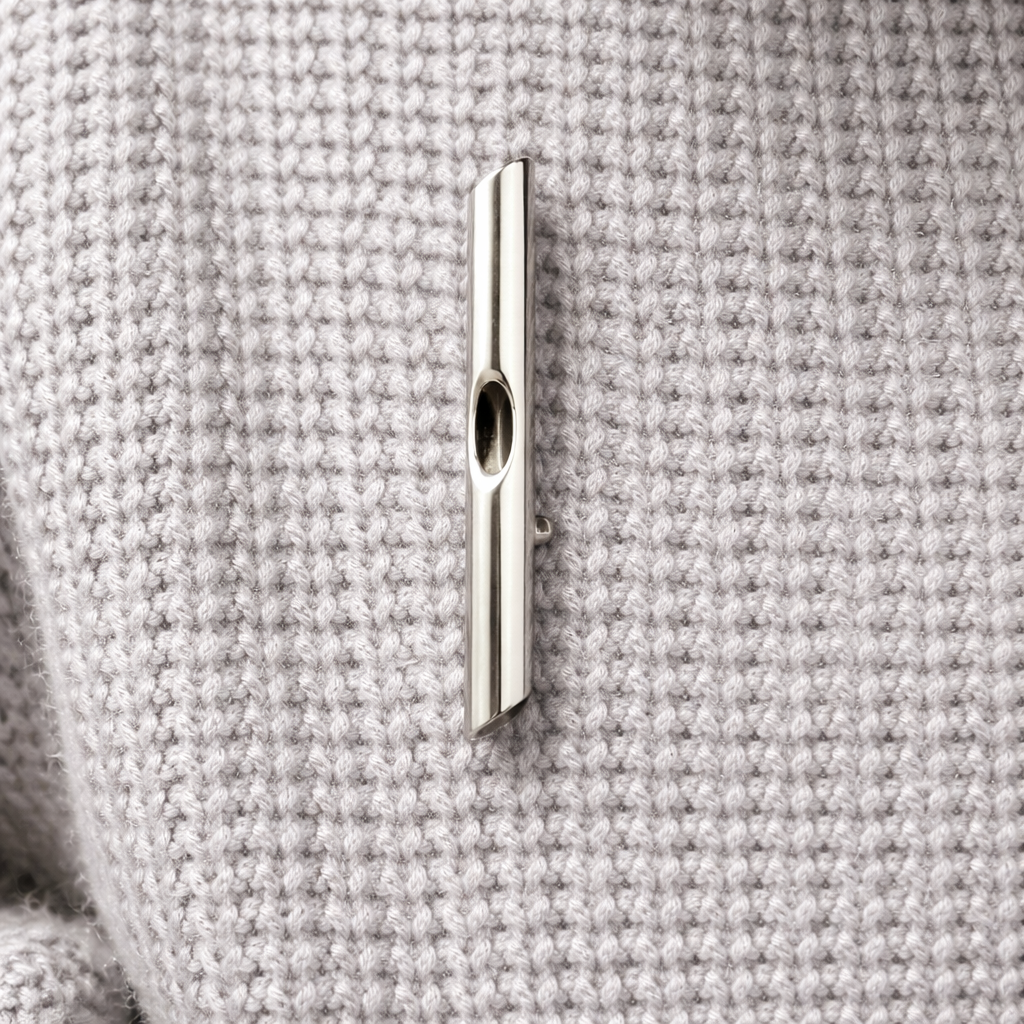 Modern Minimalist Silver Tube Floral Brooch (Lapel Vase Pin)