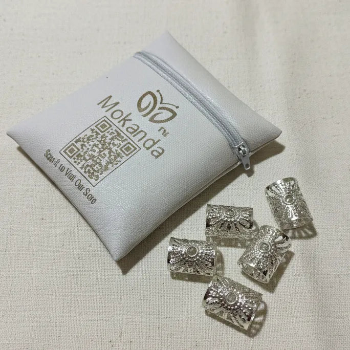 Vintage Hair Rings Set (Silver) – 5 Pieces