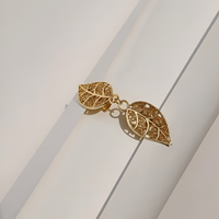Gold Filigree Leaf Cardigan Clip & Shawl Brooch