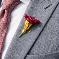 Vintage-Style Gold Lapel Vase Pin (Boutonniere Holder)