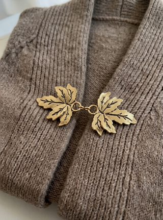 Gold Maple Leaf Shawl Brooch