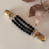 Black Pearl Beaded Cinch Clips (Gold)