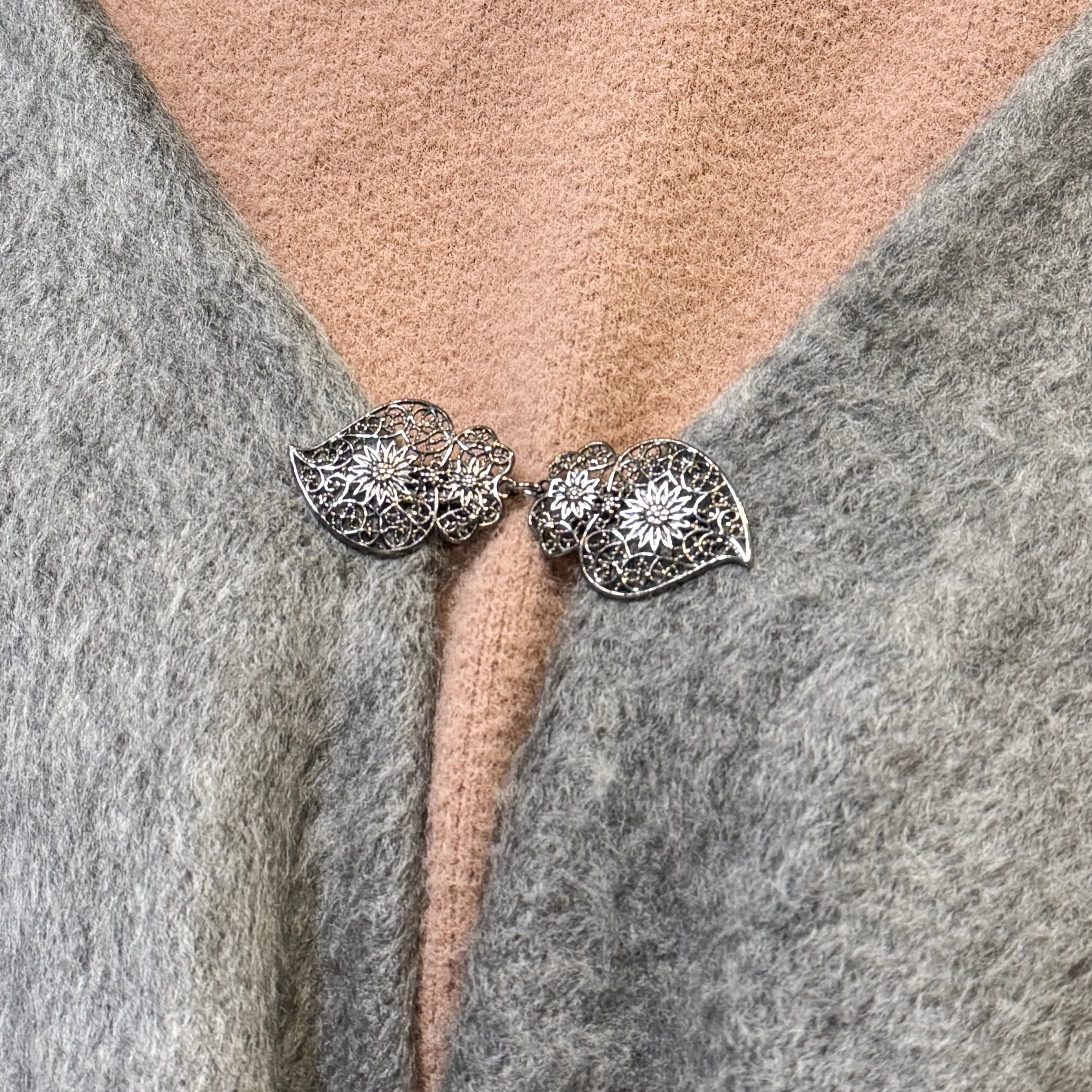 Dual Filigree Leaf Shawl Brooch Clip