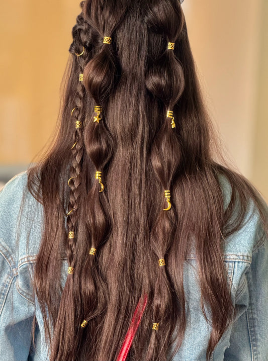 Vintage Hair Rings Set (Gold) – 44 Pieces