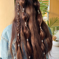 Vintage Hair Rings Set (Silver) – 44 Pieces