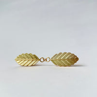 Twin Feather Leaf Shawl Brooch - Gold