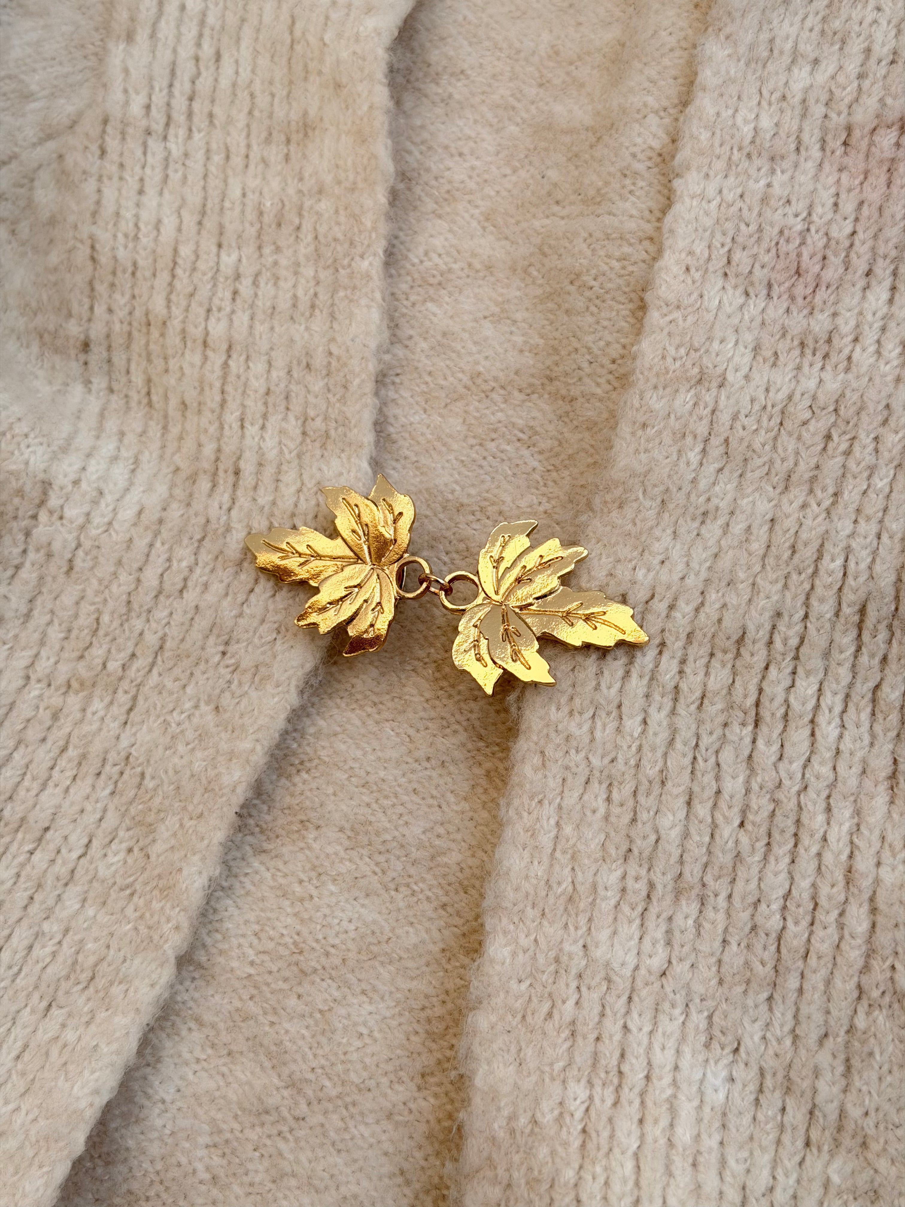 Gold Maple Leaf Shawl Brooch