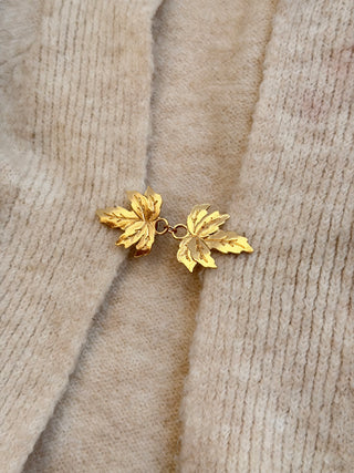 Gold Maple Leaf Shawl Brooch