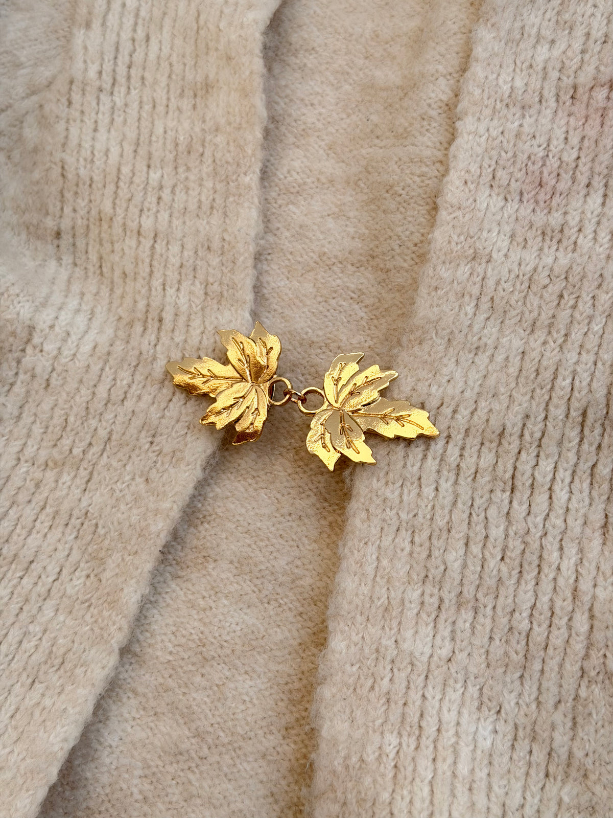 Gold Maple Leaf Shawl Brooch