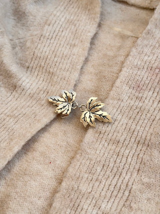 Maple Leaf Shawl Brooch - Silver