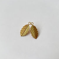 Twin Feather Leaf Shawl Brooch - Gold