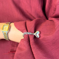 Heart Double-Chain Sleeve Holders – Silver Pair (2 Pieces)
