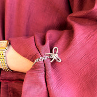 Bow Double-Chain Sleeve Holders – Silver Pair (2 Pieces)