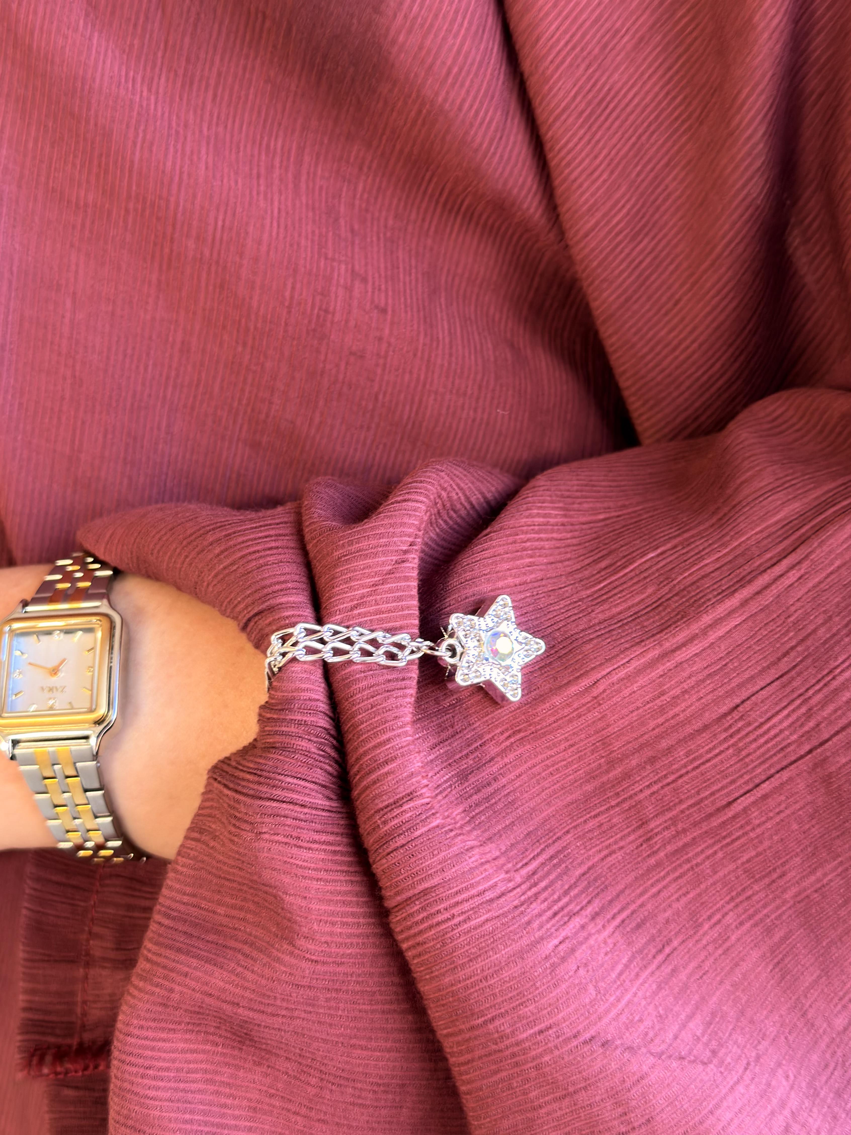 Star Double-Chain Sleeve Holders – Silver Pair (2 Pieces)