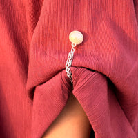 Pearl Double-Chain Sleeve Holders – Silver Pair (2 Pieces)