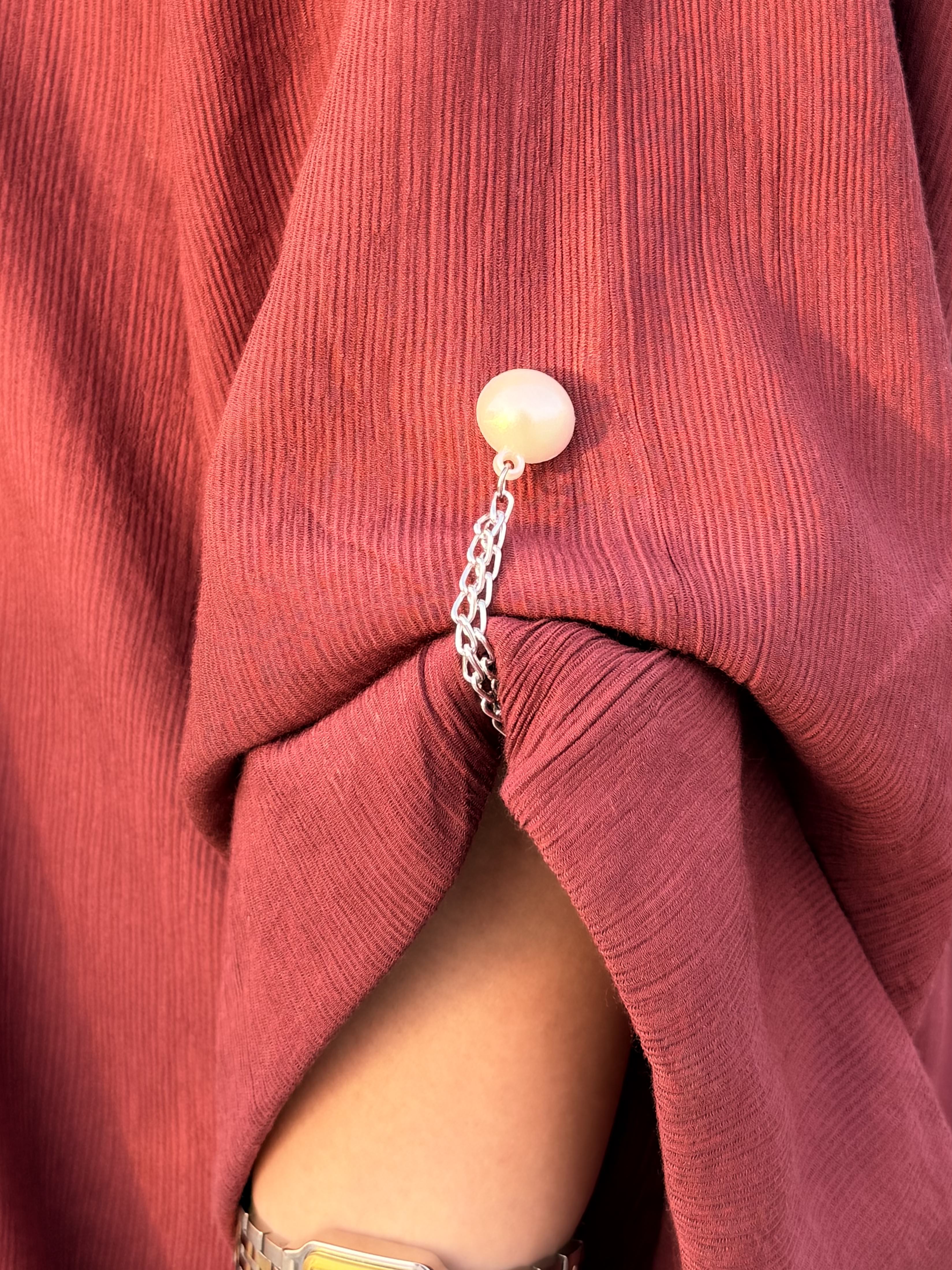 Pearl Double-Chain Sleeve Holders – Silver Pair (2 Pieces)