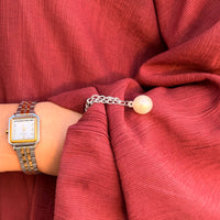 Pearl Double-Chain Sleeve Holders – Silver Pair (2 Pieces)