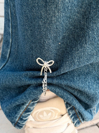 Bow Double-Chain Styling Holders – Silver Pair (2 Pieces)