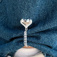 Heart Double-Chain Sleeve Holders – Silver Pair (2 Pieces)