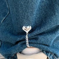 Heart Double-Chain Sleeve Holders – Silver Pair (2 Pieces)