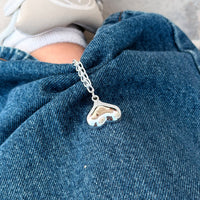 Heart Double-Chain Sleeve Holders – Silver Pair (2 Pieces)