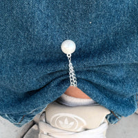 Pearl Double-Chain Sleeve Holders – Silver Pair (2 Pieces)