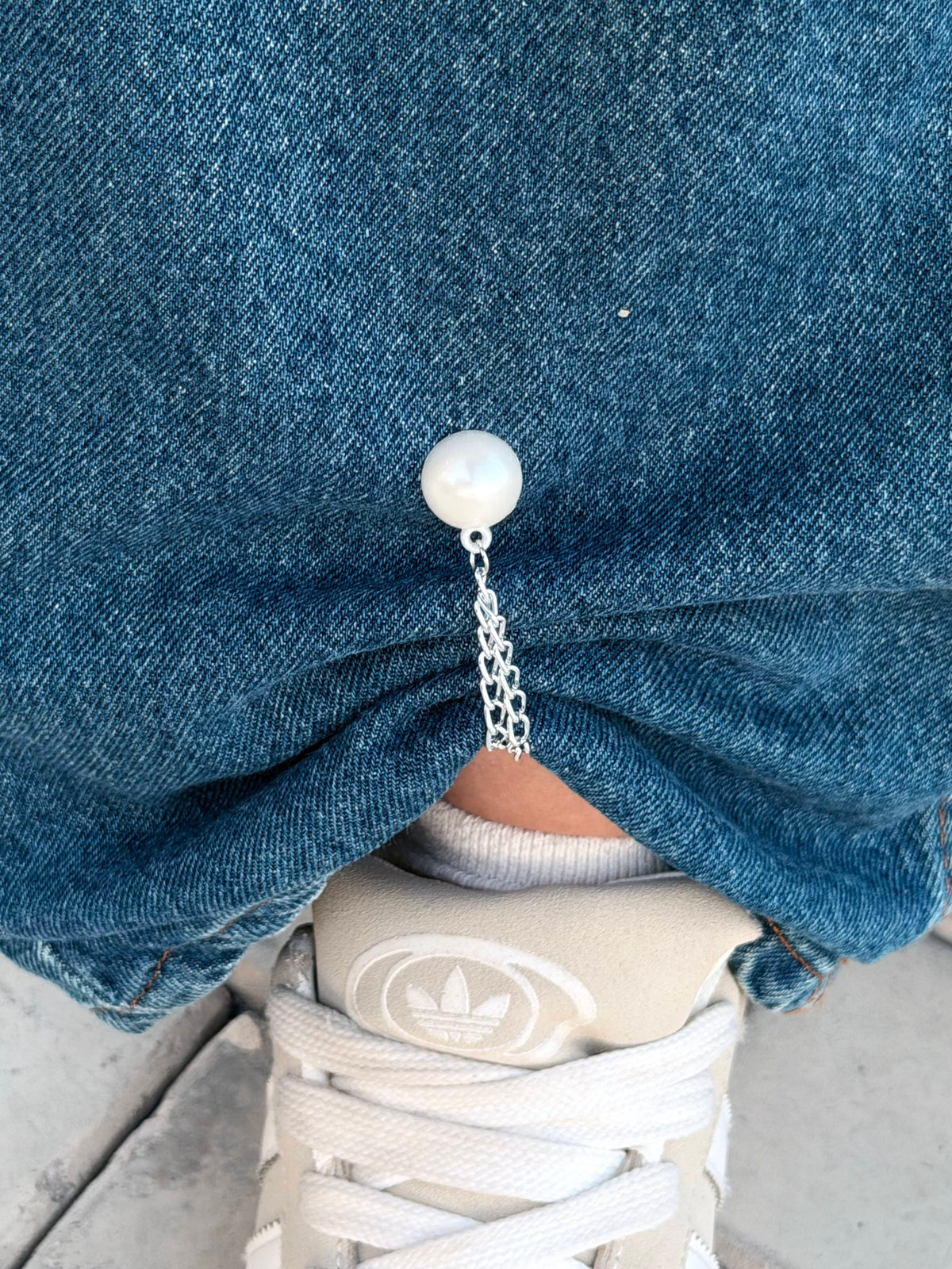 Pearl Double-Chain Styling Holders – Silver Pair (2 Pieces)