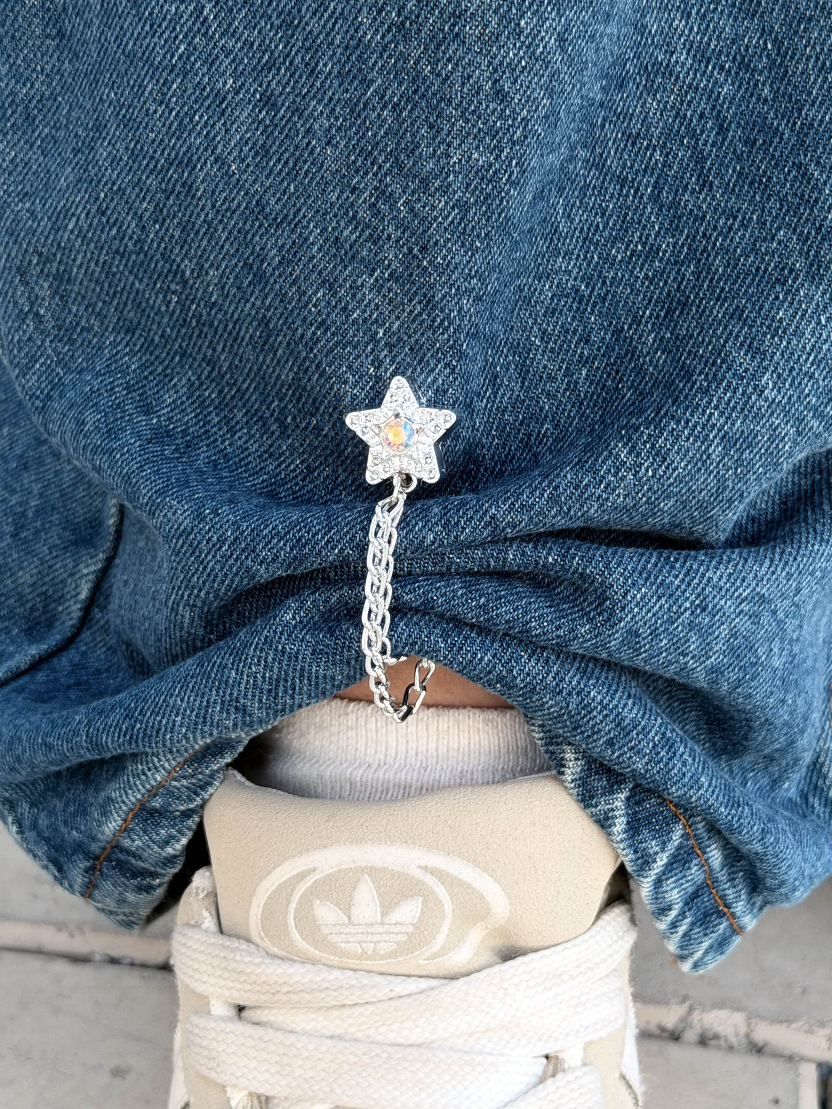 Star Double-Chain Sleeve Holders – Silver Pair (2 Pieces)