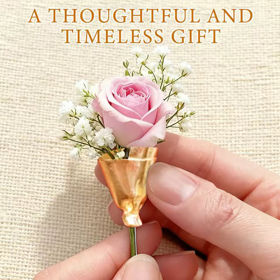 Vintage-Style Gold Lapel Vase Pin (Boutonniere Holder)