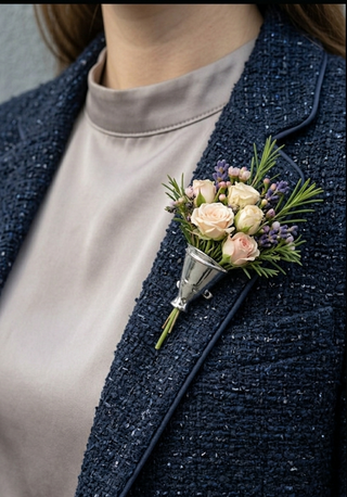 Vintage-Style Silver Lapel Vase Pin (Boutonniere Holder)