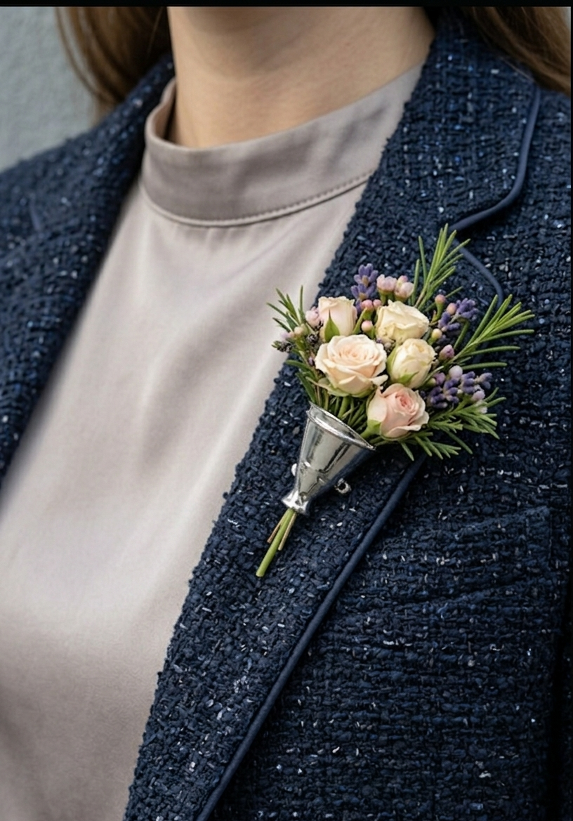 Vintage-Style Silver Lapel Vase Pin (Boutonniere Holder)