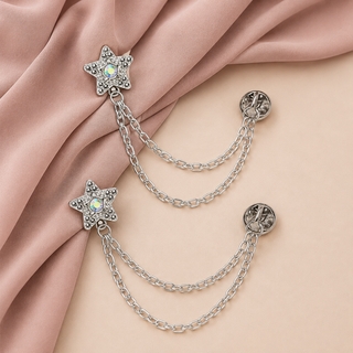 Star Double-Chain Styling Holders – Silver Pair (2 Pieces)