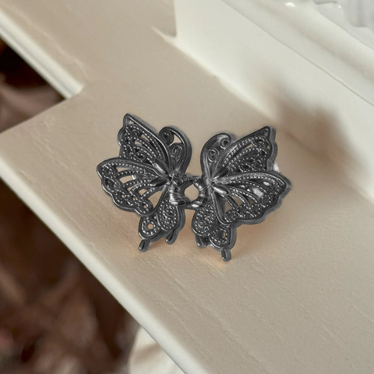 ButterFly (Silver + Black) | Black Bow Waist Knot Pins (Set of 3)