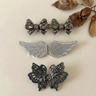 Silver Wing | Black Butterfly | Black Bow Waist Knot Pins (Set of 3)