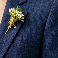 Vintage-Style Gold Lapel Vase Pin (Boutonniere Holder)