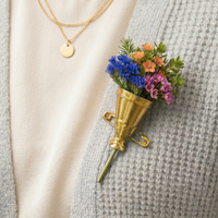 Vintage-Style Gold Lapel Vase Pin (Boutonniere Holder)
