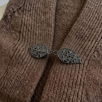 Filigree Leaf Cardigan Clip & Shawl Brooch - Black