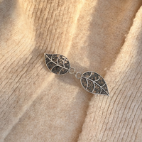 Filigree Leaf Cardigan Clip & Shawl Brooch - Silver